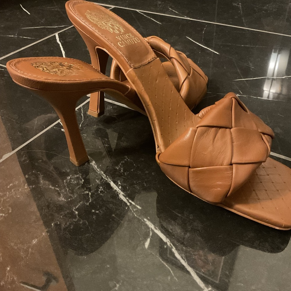 Vince Camuto Tan Woven Heels